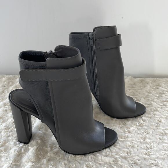 Vince Leather Ankle Boots Peep-Toes Gray Size 10M - Picture 7 of 14